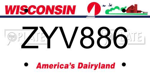 ZYV886 Wisconsin License Plate