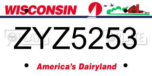 ZYZ5253 Wisconsin License Plate