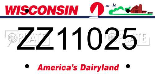 ZZ11025 Wisconsin License Plate