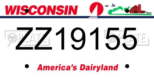 ZZ19155 Wisconsin License Plate
