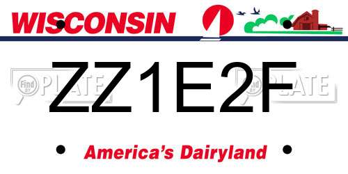 ZZ1E2F Wisconsin License Plate