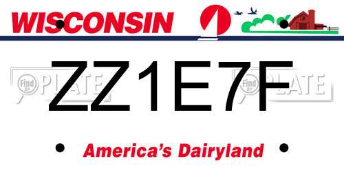 ZZ1E7F Wisconsin License Plate