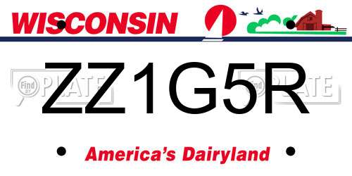 ZZ1G5R Wisconsin License Plate