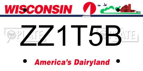 ZZ1T5B Wisconsin License Plate