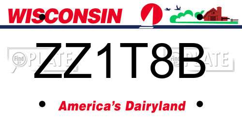 ZZ1T8B Wisconsin License Plate