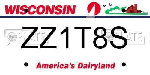 ZZ1T8S Wisconsin License Plate