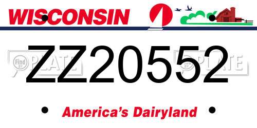 ZZ20552 Wisconsin License Plate