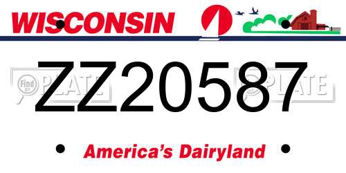 ZZ20587 Wisconsin License Plate