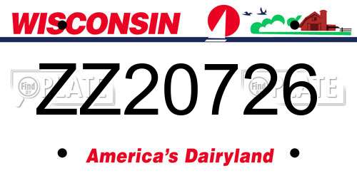 ZZ20726 Wisconsin License Plate