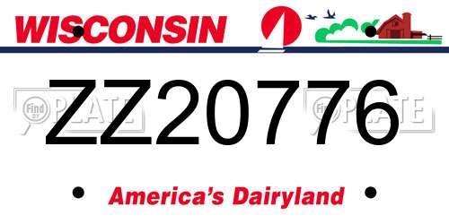 ZZ20776 Wisconsin License Plate