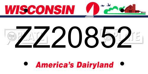 ZZ20852 Wisconsin License Plate