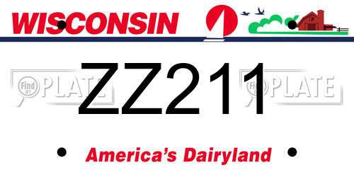 ZZ211 Wisconsin License Plate