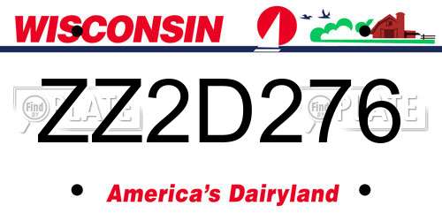 ZZ2D276 Wisconsin License Plate