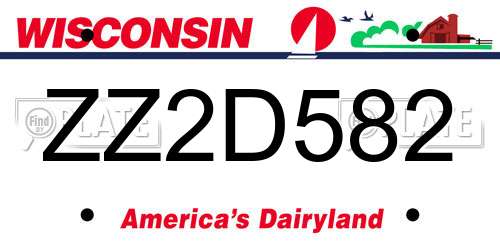 ZZ2D582 Wisconsin License Plate