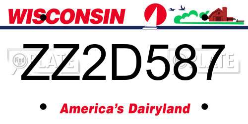 ZZ2D587 Wisconsin License Plate