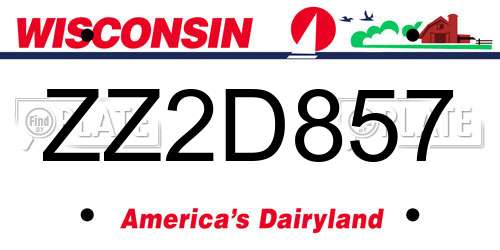 ZZ2D857 Wisconsin License Plate