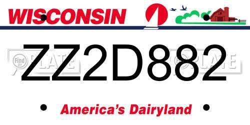 ZZ2D882 Wisconsin License Plate