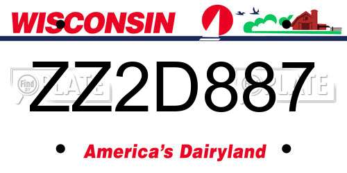 ZZ2D887 Wisconsin License Plate