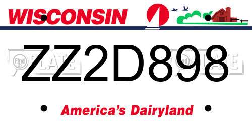 ZZ2D898 Wisconsin License Plate