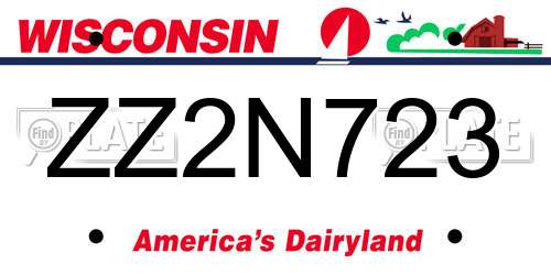 ZZ2N723 Wisconsin License Plate