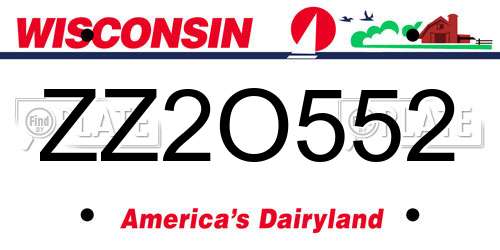 ZZ2O552 Wisconsin License Plate