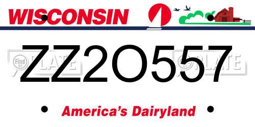 ZZ2O557 Wisconsin License Plate