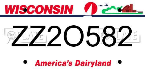ZZ2O582 Wisconsin License Plate