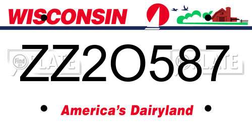 ZZ2O587 Wisconsin License Plate