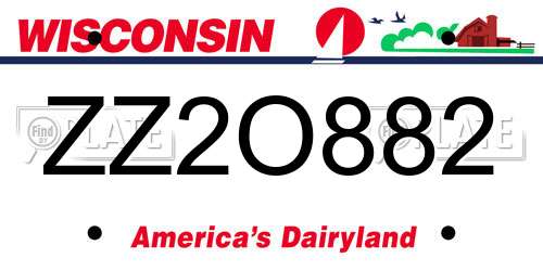 ZZ2O882 Wisconsin License Plate