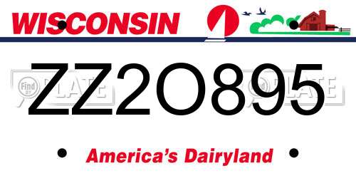 ZZ2O895 Wisconsin License Plate