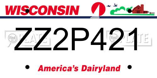 ZZ2P421 Wisconsin License Plate