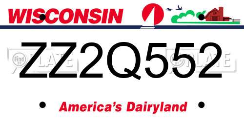 ZZ2Q552 Wisconsin License Plate