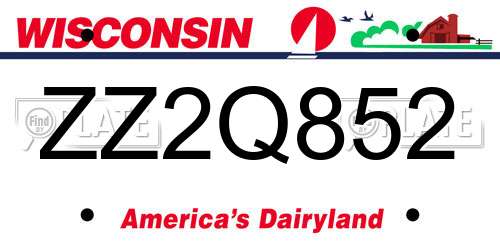 ZZ2Q852 Wisconsin License Plate