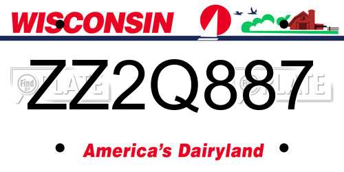 ZZ2Q887 Wisconsin License Plate