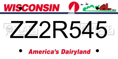 ZZ2R545 Wisconsin License Plate