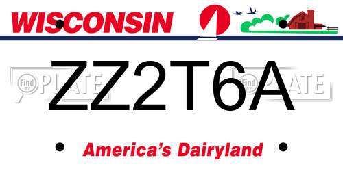 ZZ2T6A Wisconsin License Plate