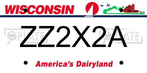 ZZ2X2A Wisconsin License Plate