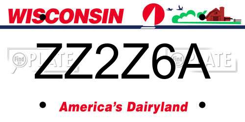 ZZ2Z6A Wisconsin License Plate