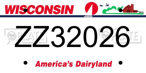 ZZ32026 Wisconsin License Plate