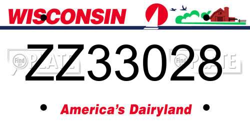 ZZ33028 Wisconsin License Plate