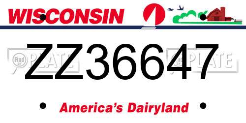 ZZ36647 Wisconsin License Plate