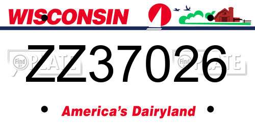 ZZ37026 Wisconsin License Plate