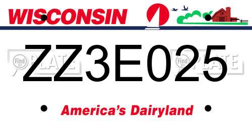 ZZ3E025 Wisconsin License Plate