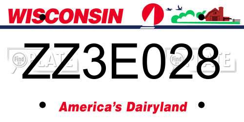 ZZ3E028 Wisconsin License Plate