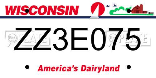 ZZ3E075 Wisconsin License Plate
