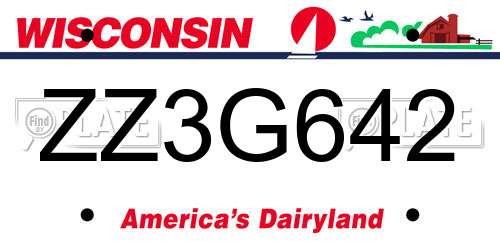 ZZ3G642 Wisconsin License Plate