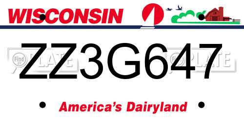 ZZ3G647 Wisconsin License Plate