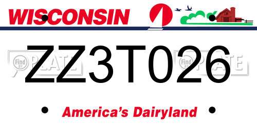 ZZ3T026 Wisconsin License Plate