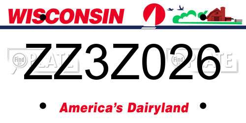 ZZ3Z026 Wisconsin License Plate