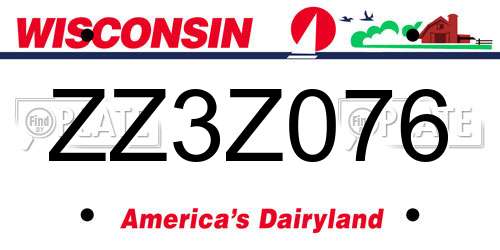 ZZ3Z076 Wisconsin License Plate